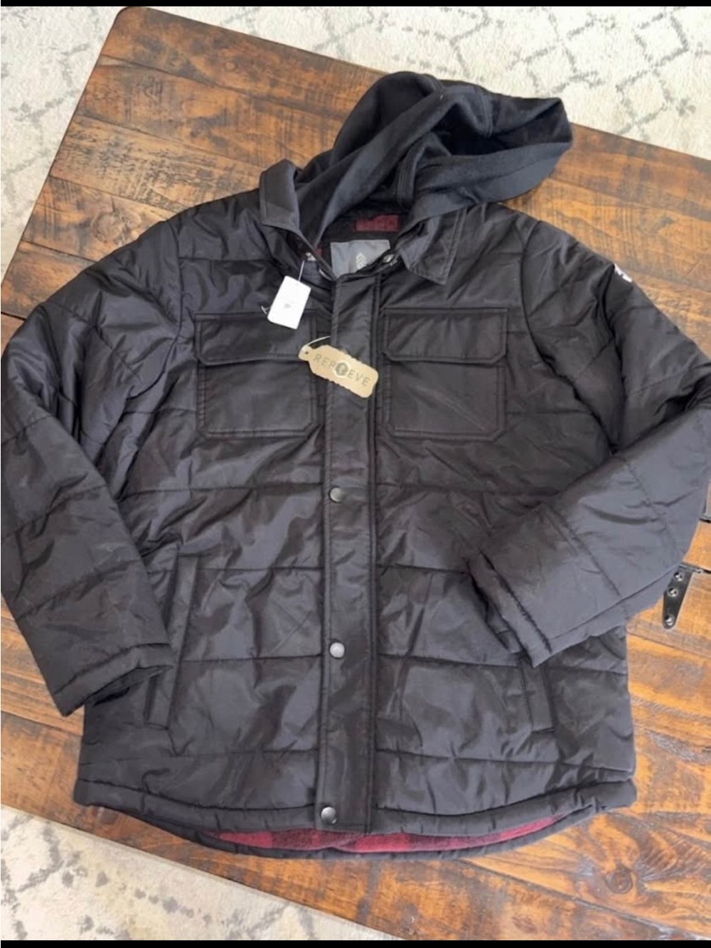 Kids Free Country Black Quilted Hooded Jacket NWT